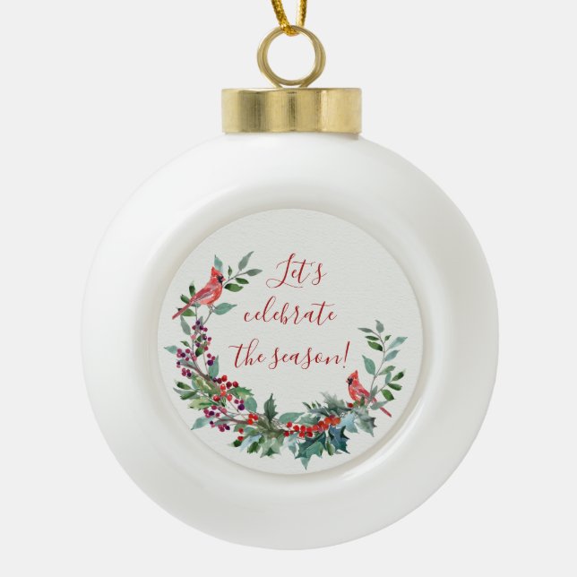 Foliage, heilig, Kardinal Snowflake Gerahmte Ornam Keramik Kugel-Ornament (Vorderseite)