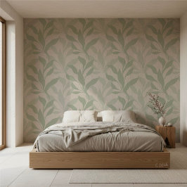 Foliage in Grace Elegant Soft Sage Green Leaves Tapete