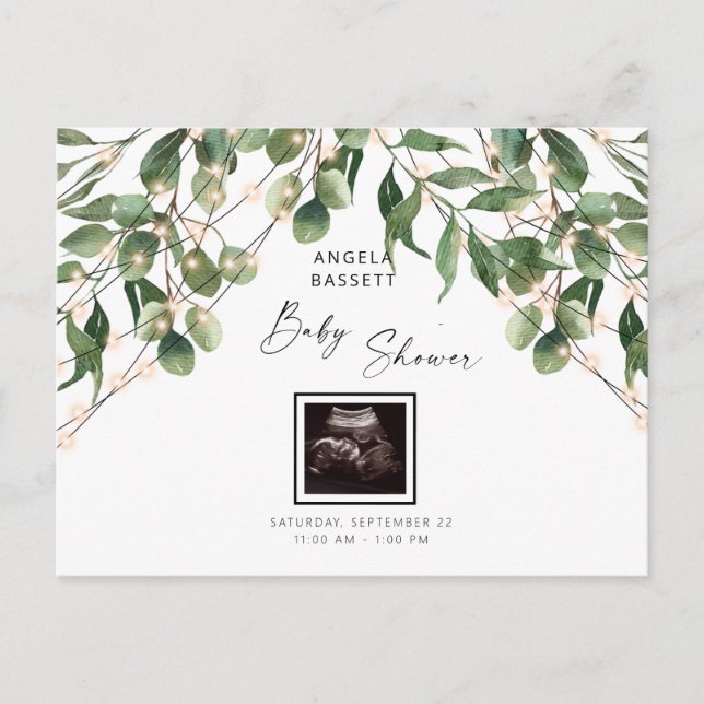 Foliage & Lights Ultrasound Foto Babydusche Inv. Einladungspostkarte (Vorderseite)