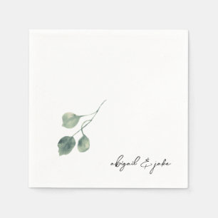 Foliage Modern Script Names Wedding Napkins Serviette