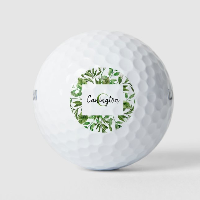 Foliage Monogram Wedding Gift Names Custom Golfball (Vorderseite)