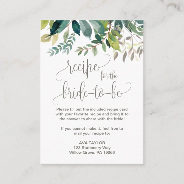 Foliage Rezeptkarte für die Einsteckkarte Begleitkarte (Vorderseite)