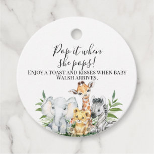 Foliage Safari Animals Baby Dusche Pop It Geschenkanhänger