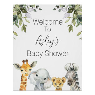 Foliage Safari Baby Dusche Willkommenspender Poster