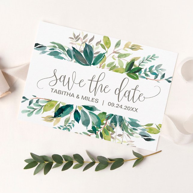 Foliage Save the Date Ankündigungspostkarte (Von Creator hochgeladen)