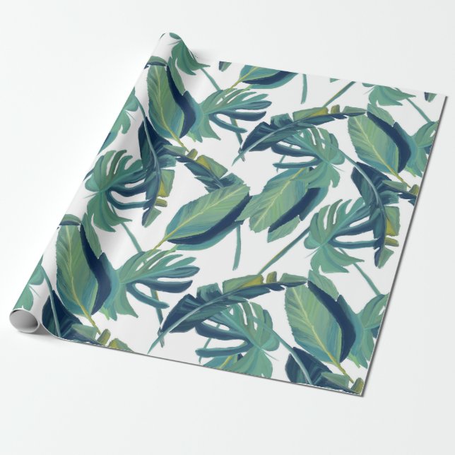 Foliage Tropical Monstera Blätter Geschenkpapier (Ungerollt)