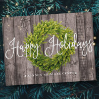Foliage Wreath auf Holz | Happy Holidays Medical