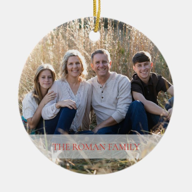 Foliage Wreath Foto Merry & Bright Holiday Keramik Ornament (Vorne)