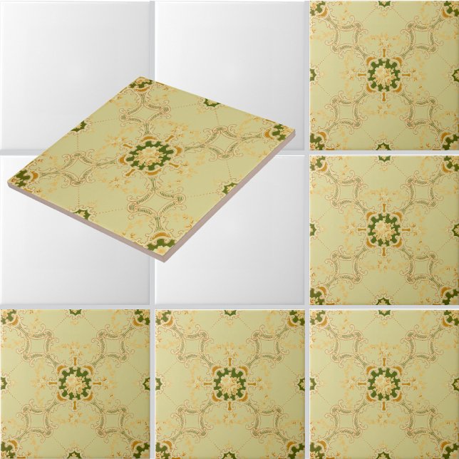 Foliate Scroll Quatrefoils & floral pattern Fliese (Von Creator hochgeladen)