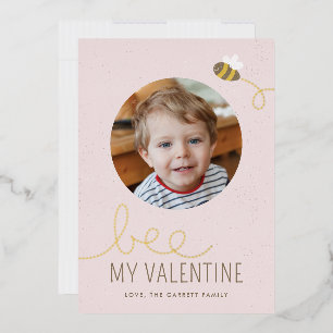 Folie-Biene-mein-Valentinstag-Foto-Karte - Pink Folieneinladung
