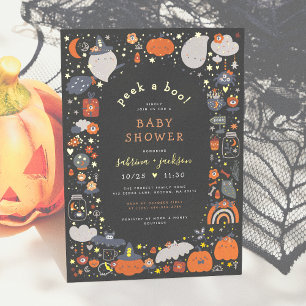 Folie geprägt Kuckuck! Halloween-Baby-Shower Folieneinladung