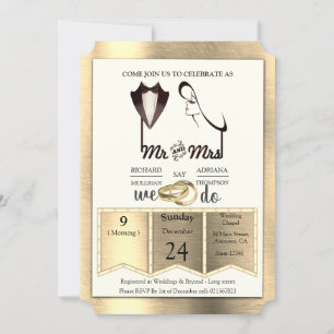 Folie-Gold-Silber-Messing Trendige Hochzeit Einladung