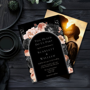 FOLIE Gothic Vintage Arch Bis Zum Tod Foto Hochzei Folieneinladung