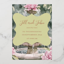 Folie-Hochzeitseinladung Rosa Florale Karte