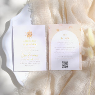 Folie   Kleiner Sonnenschein QR Mädchen Baby Showe Folieneinladung