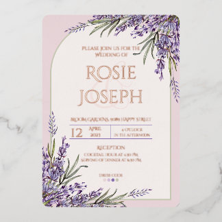Folie Lavendel Hochzeitseinladung Folieneinladung