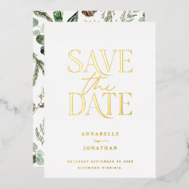 Folie ohne Foto elegant botanisch Save the Date Folieneinladung