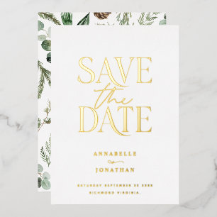 Folie ohne Foto elegant botanisch Save the Date Folieneinladung