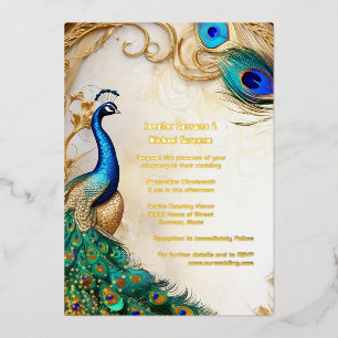 Folie-Pfau-Luxus-Art Nouveau indisch Folieneinladung