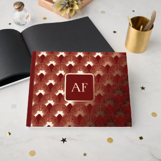 Folie rotes Art Deco Muster, vintage, chic, elegan Gästebuch