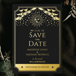 Folie Sonn- und Mond-Tarotkarten-Hochzeit Save the Folieneinladung