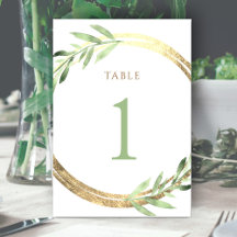 Folien aus Imitat und grüne Blätter Tischnummer 1