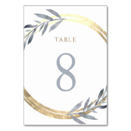 Folien aus Imitaten und staubblaue Tischnummer 8