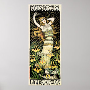FOLIEN BERGERE Liane De Pougy France Cabaret Dance Poster