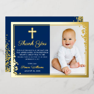 Folien-Gold-Navy-Blau-Tauf-Foto-Dankeskarten Folieneinladung