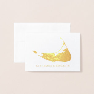Folien-Karte von ausführlichem Nantucket Wedding   Folienkarte