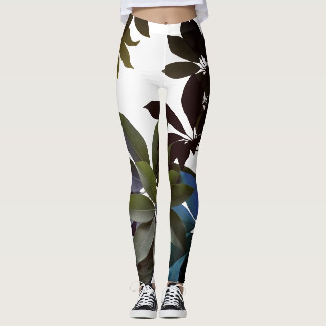 Folien, tropische Blätter Leggings (Vorderseite)