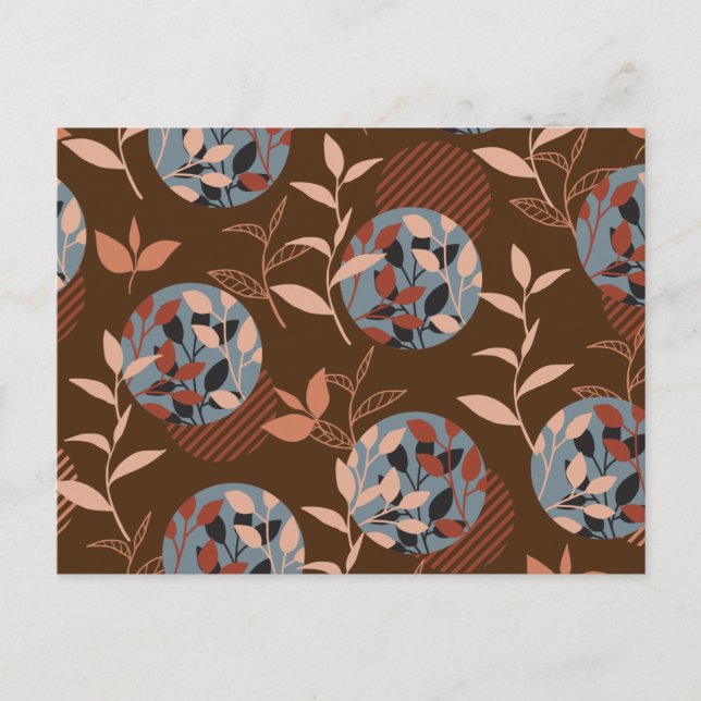 Folien und Blätter im Herbstmuster Postkarte (Vorderseite)