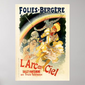 FOLIES BERGERE Cheret Paris Cabaret Vintage Poster