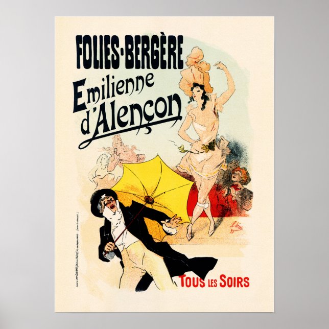 FOLIES BERGERE Emilienne Paris Old Jules Cheret Poster (Vorne)