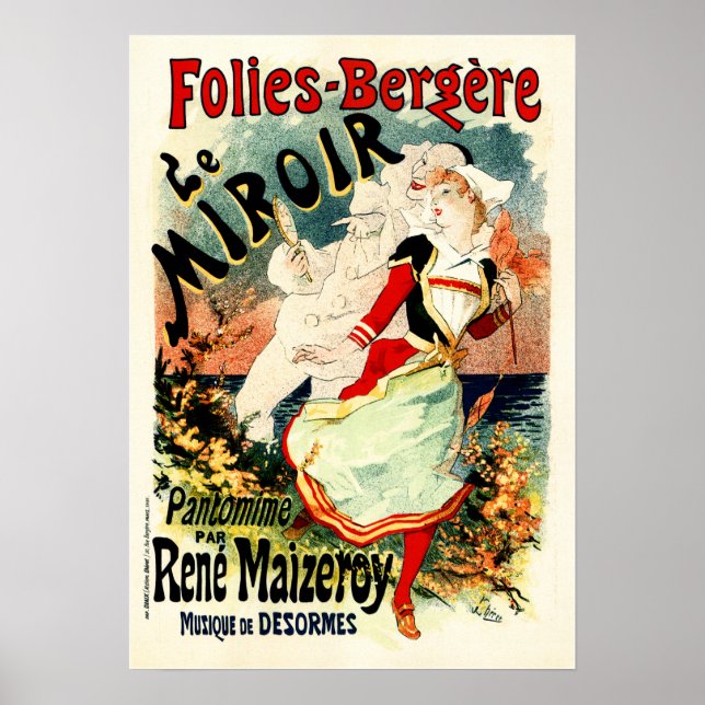 FOLIES BERGERE LE MIROIR Cheret Vintag Französisch Poster (Vorne)