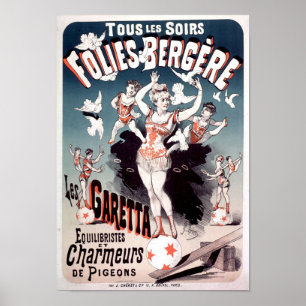 Folies Bergere, Les Garetta Vintager französischer Poster