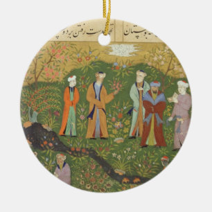 Folio 39, a-Gartenszene, vom 'Bustan von Sa'd Keramik Ornament