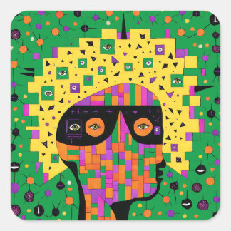 Folk 001 Nancy Quadratischer Aufkleber