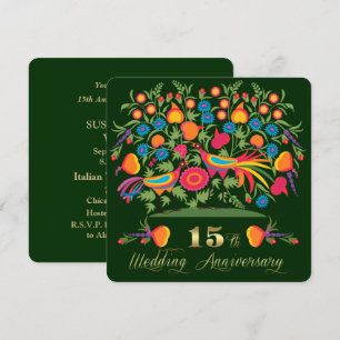 Folk Art 15. Hochzeitstag Party Einladung