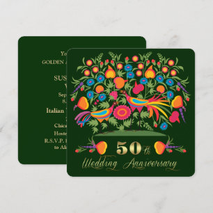 Folk Art 50 th Golden Wedding Anniversary Party Einladung