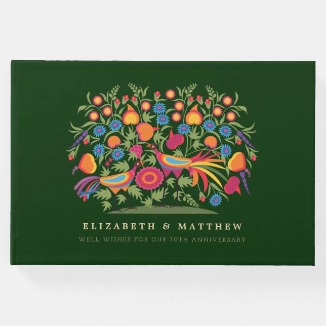 Folk Art 70. Wedding Anniversary Guest Books Gästebuch (Vorderseite)