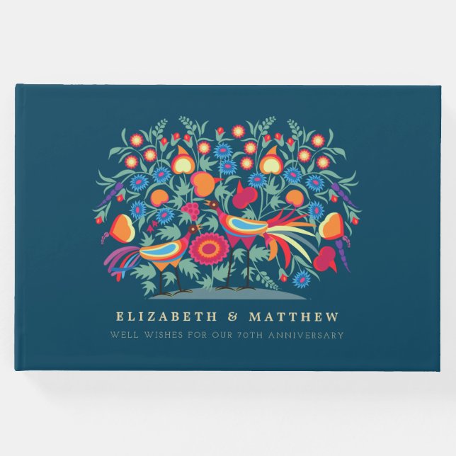 Folk Art 70. Wedding Anniversary Guest Books Gästebuch (Vorderseite)