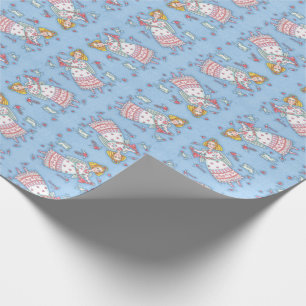 FOLK ART ANGEL OF HEARTS WRAPPING PAPIER GESCHENKPAPIER