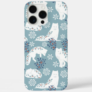 Folk Art Arctic Fox im Schnee mit Holly iPhone 16 Pro Max Hülle