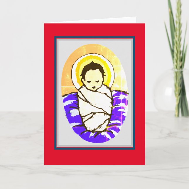 FOLK ART BABY JESUS CHRISTMAS Faltkarte Karte (Vorderseite)