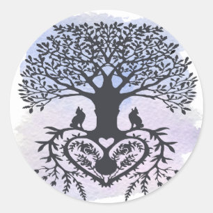 Folk Art Baum des Lebens Runder Aufkleber