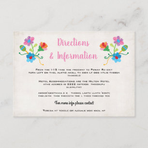 Folk Art bestickt mexikanische Fiesta Wedding info Begleitkarte