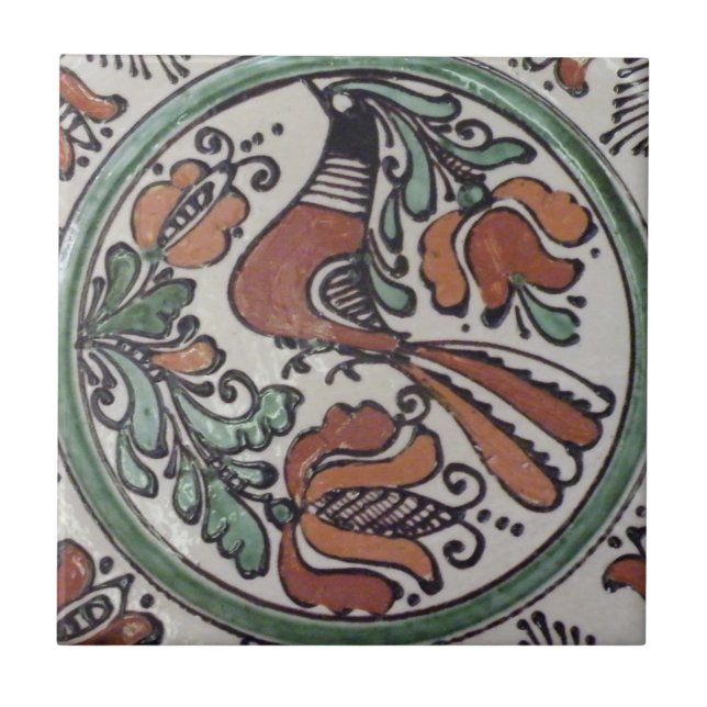 Folk Art Bird Fliese (Vorderseite)