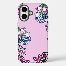Folk Art Birds Blume Acorns iPhone 16 Hülle