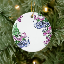 Folk Art Birds Blume Acorns Keramik Ornament